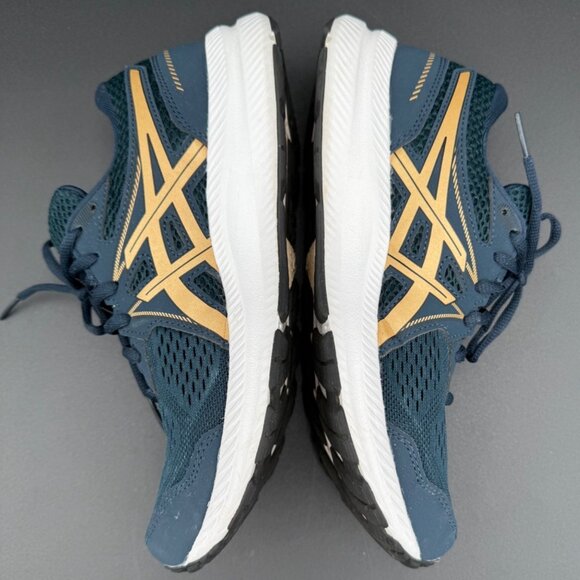 Asics Gel-Contend 7 Womens Running Shoes Breathable Lace-Up Size 8.5 Blue Gold - Picture 3 of 9